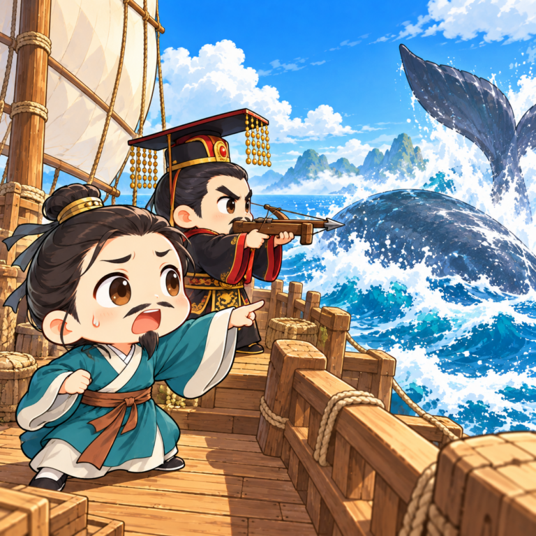 巨大魚のせいにした言い訳のイラスト