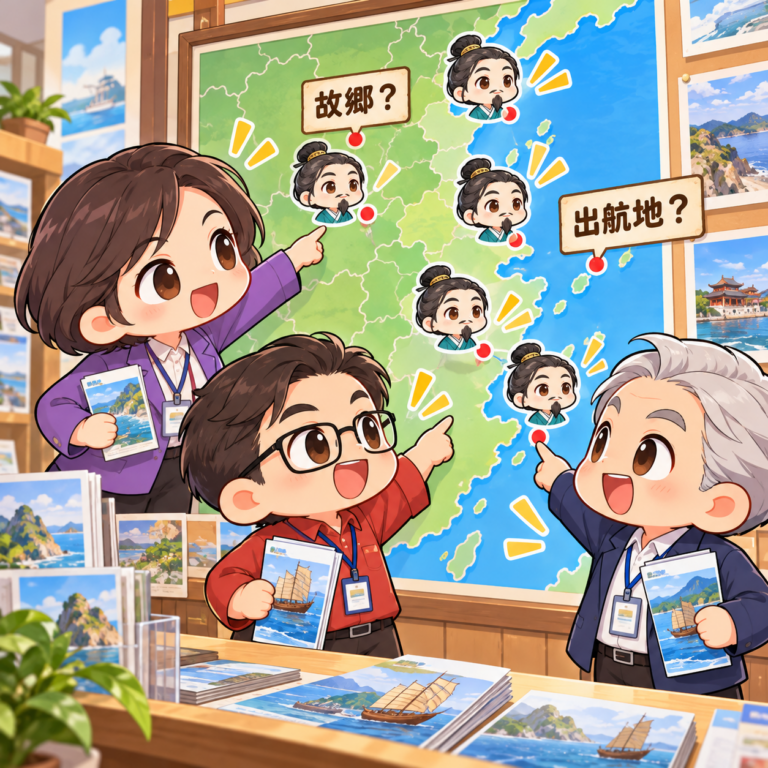 故郷も出航地も取り合いのイラスト