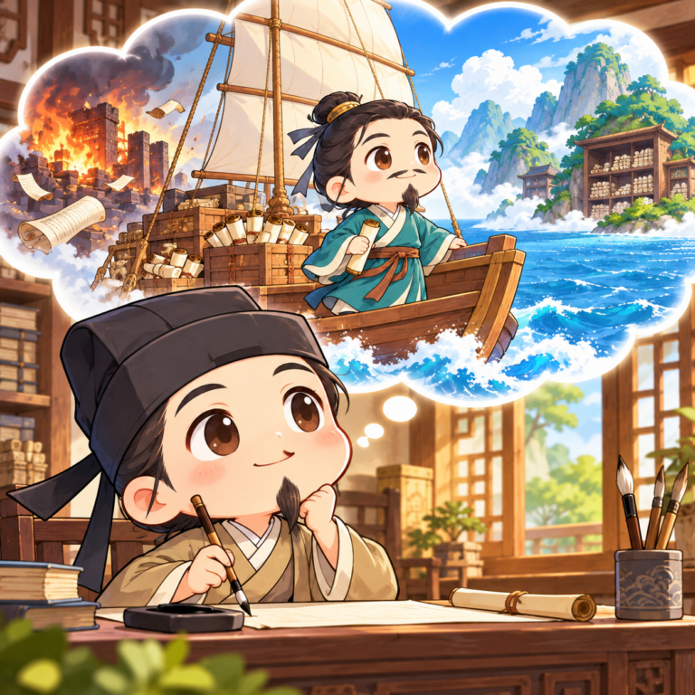 焚書を逃れた書物の詩のイラスト