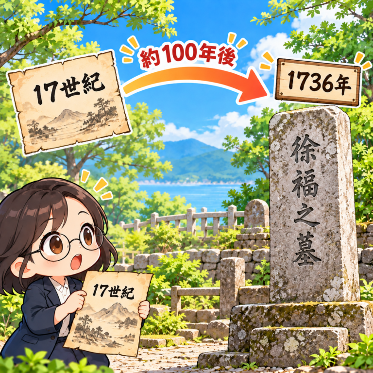 墓碑が建ったのは約100年後のイラスト