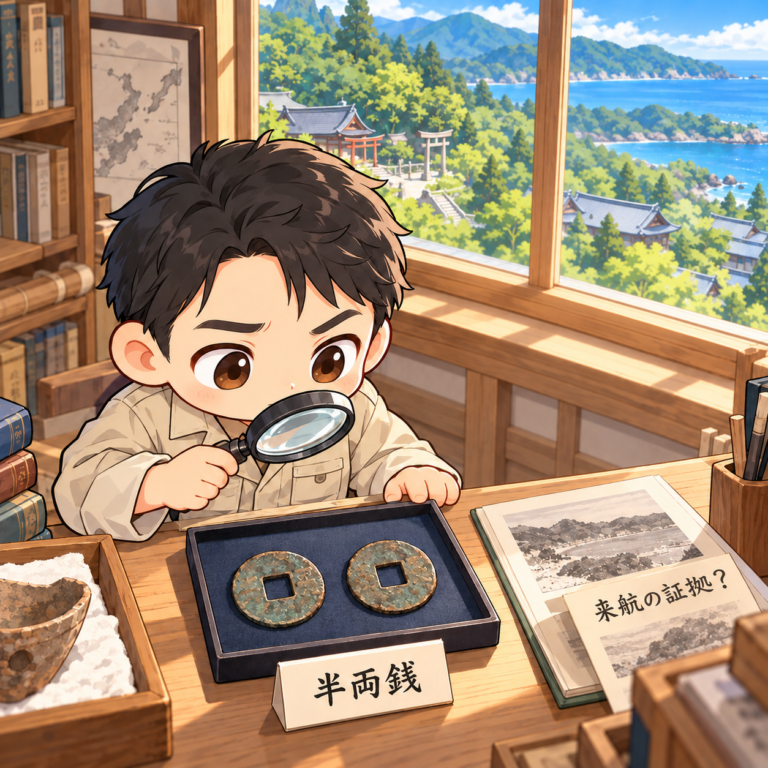 波田須で出た秦の古銭のイラスト