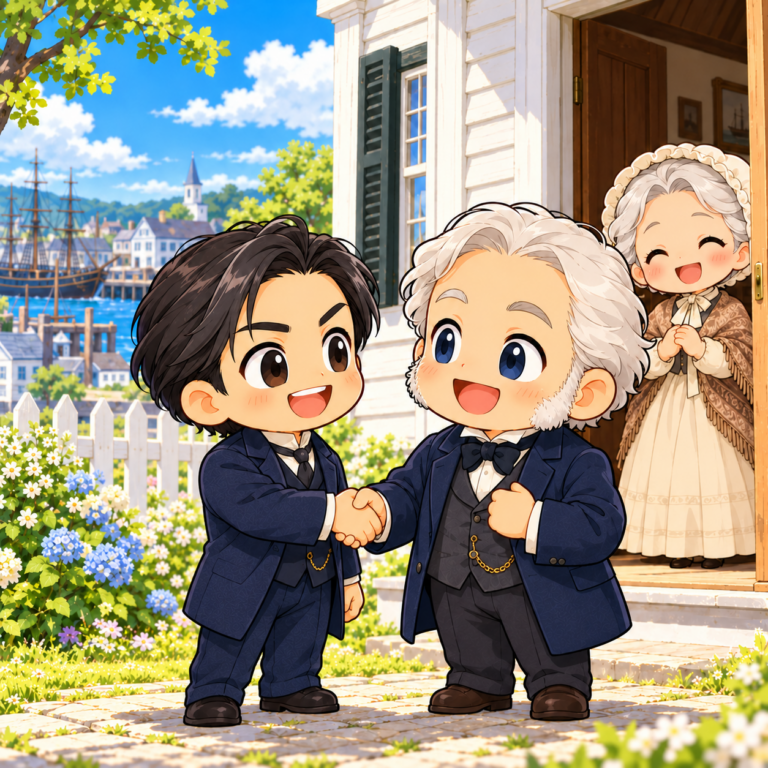 恩人との再会と盗まれた刀のイラスト