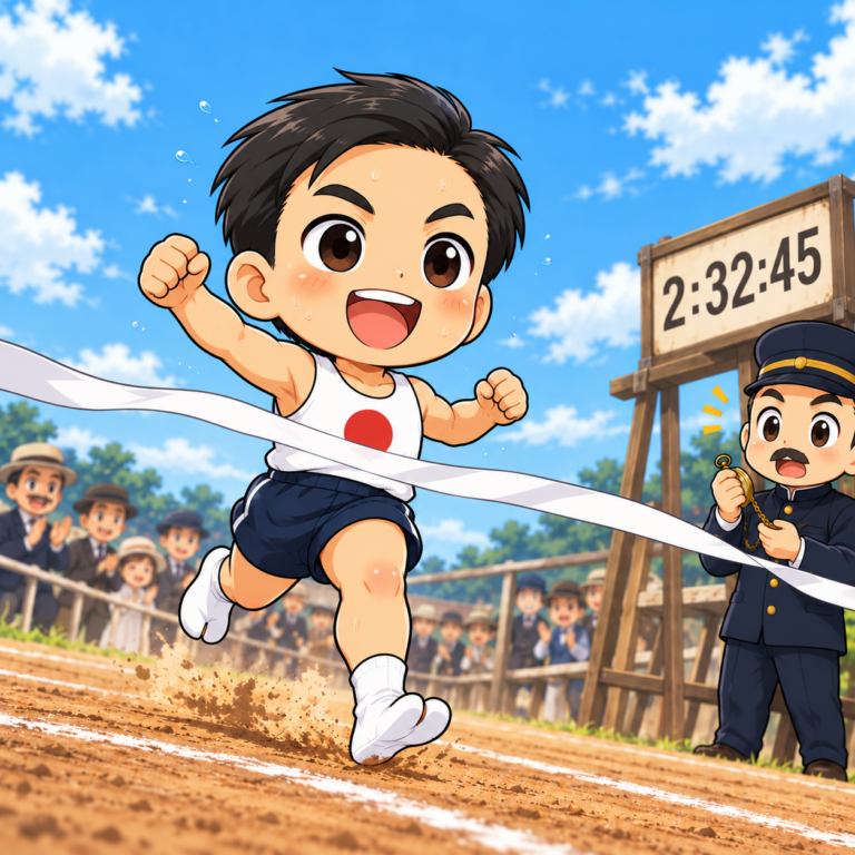 初マラソンで出た驚きのタイムのイラスト