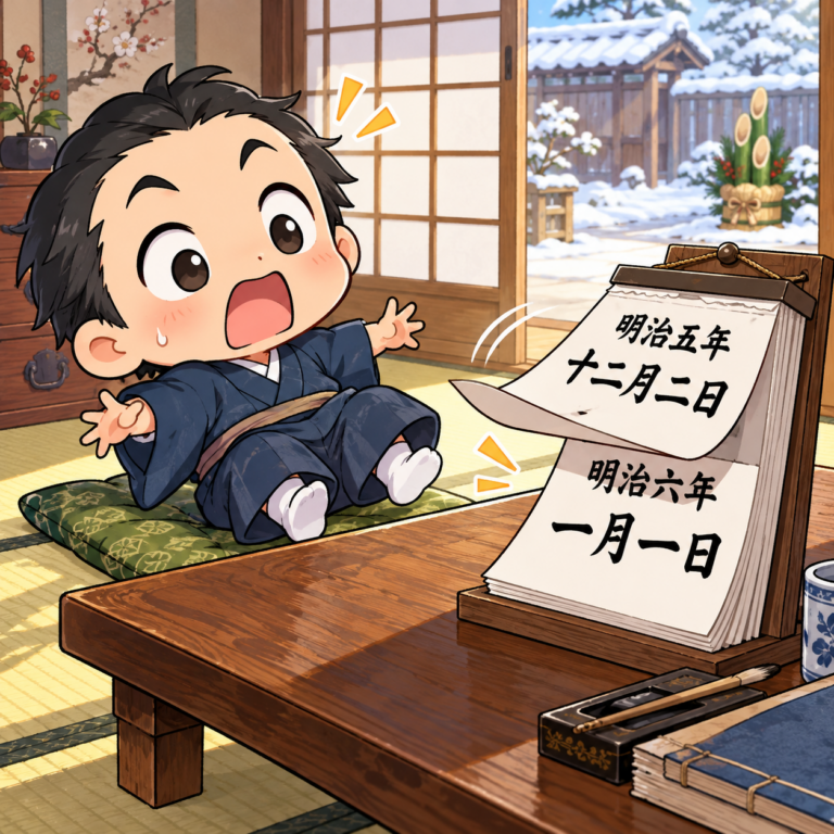 明治5年の12月はたった2日のイラスト