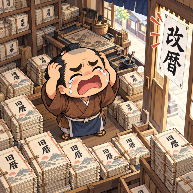 23日後の改暦に泣いた暦の版元のイラスト