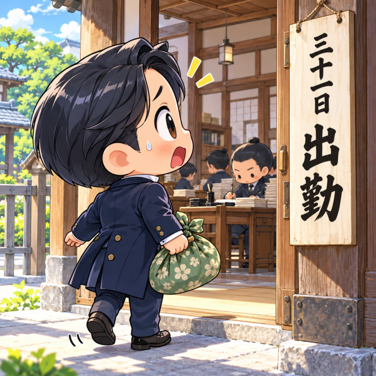「31日は休みではない」の通達のイラスト