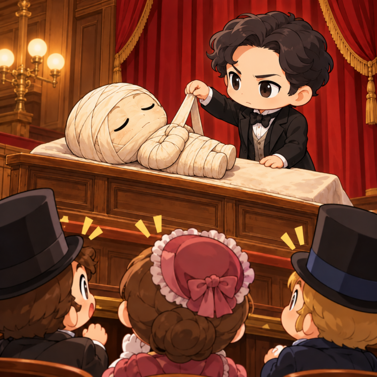 包帯をほどくショーが大人気のイラスト