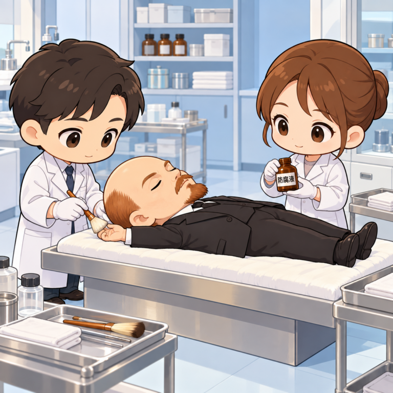 レーニンの遺体の手入れのイラスト