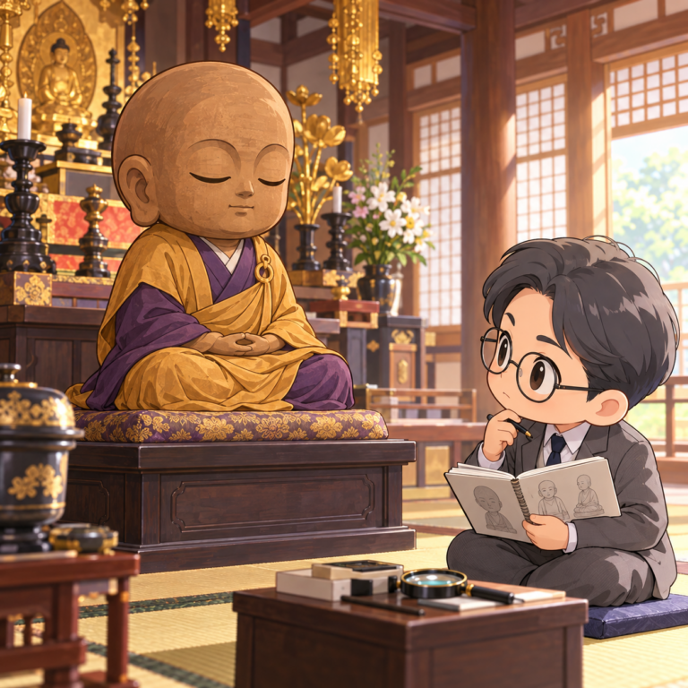 即身仏の伝承と本当の姿のイラスト