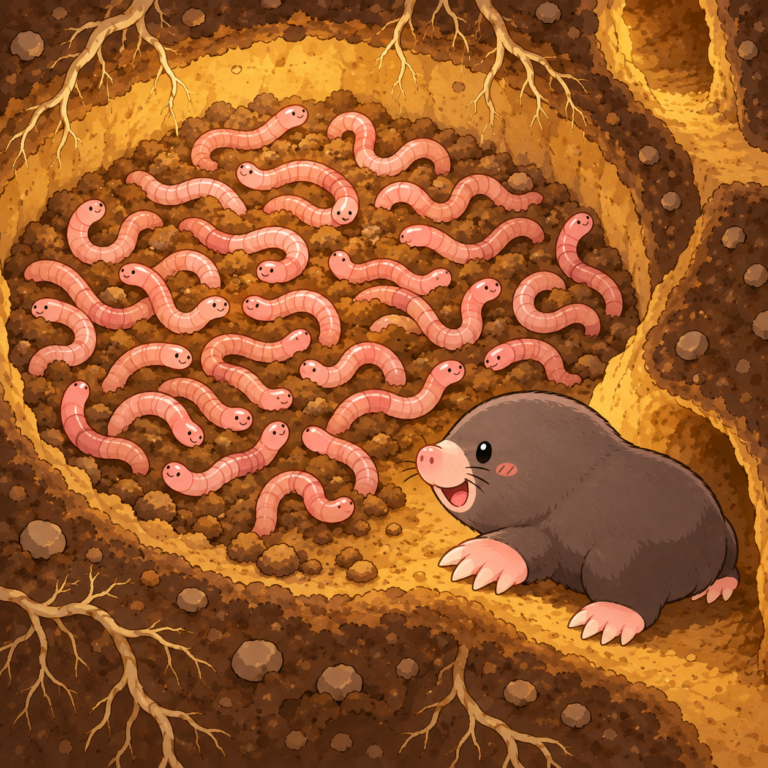 生きたミミズの食料庫のイラスト