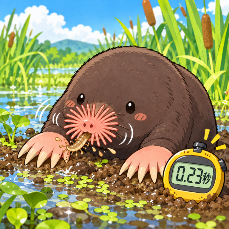 哺乳類一の早食いモグラのイラスト