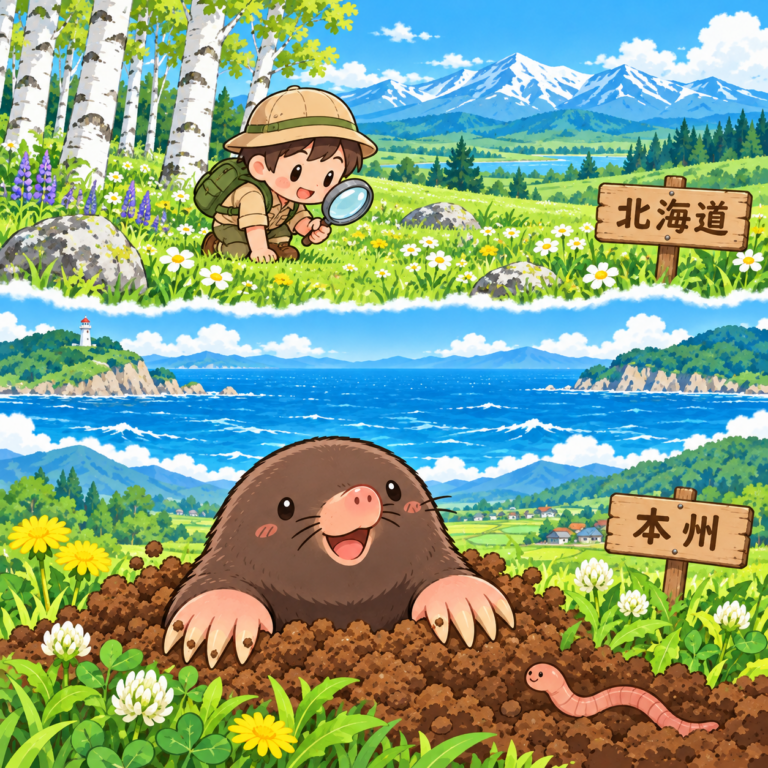 北海道にはモグラがいないのイラスト