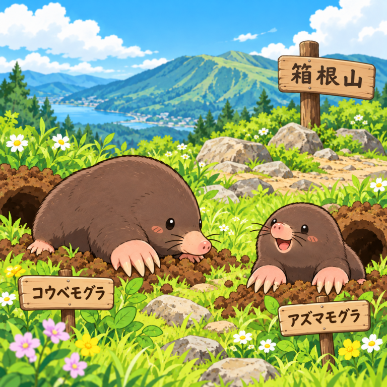 箱根山は東西の分かれ目のイラスト