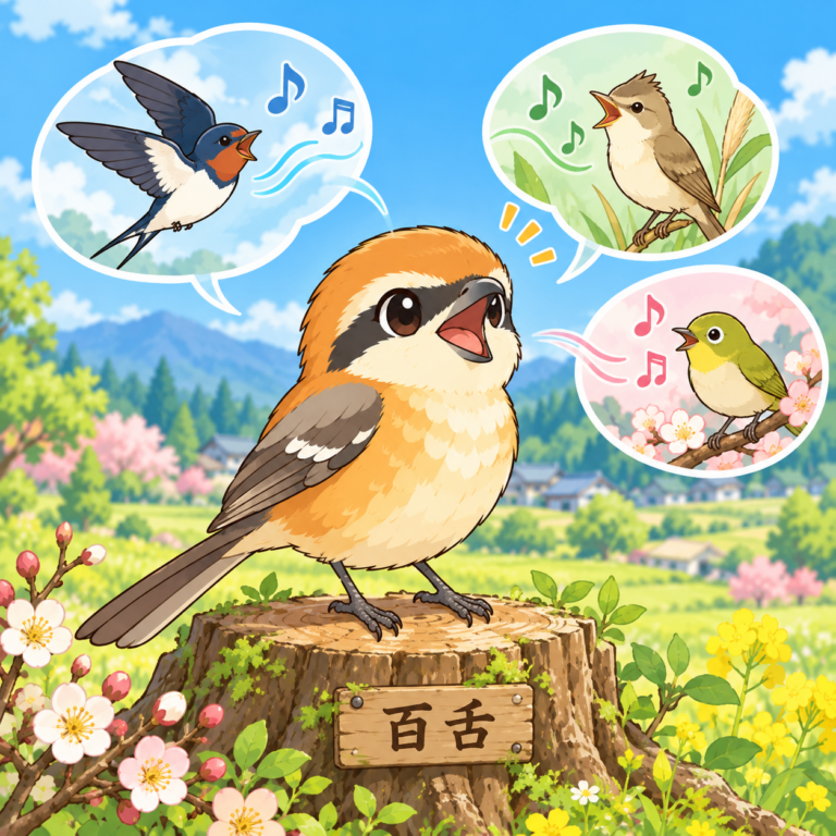 「百舌」の字はものまねからのイラスト
