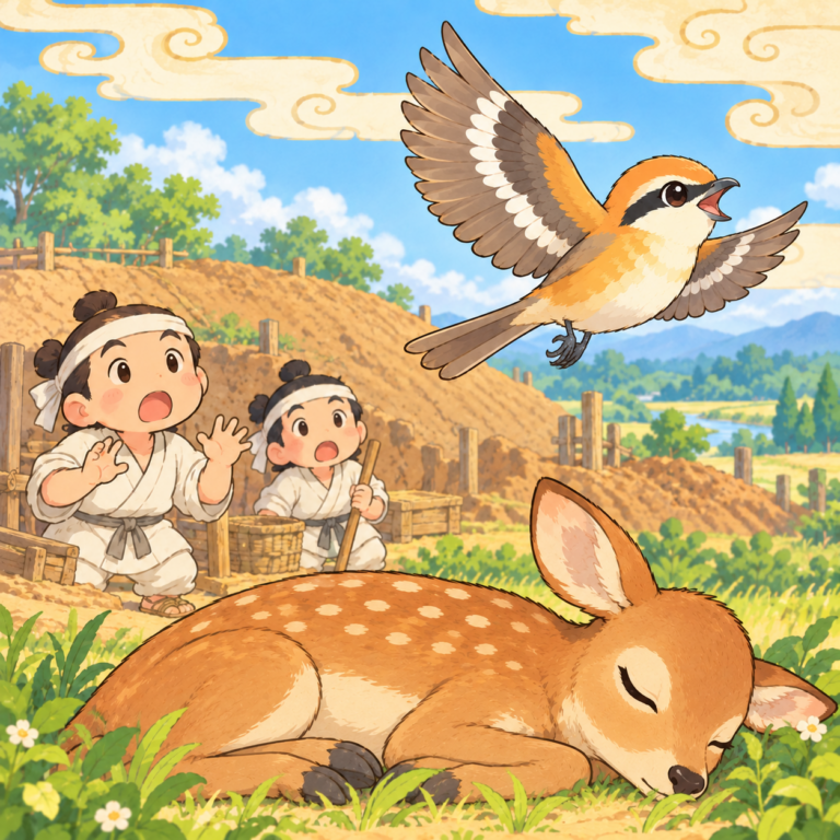 地名「百舌鳥」はモズの伝説からのイラスト