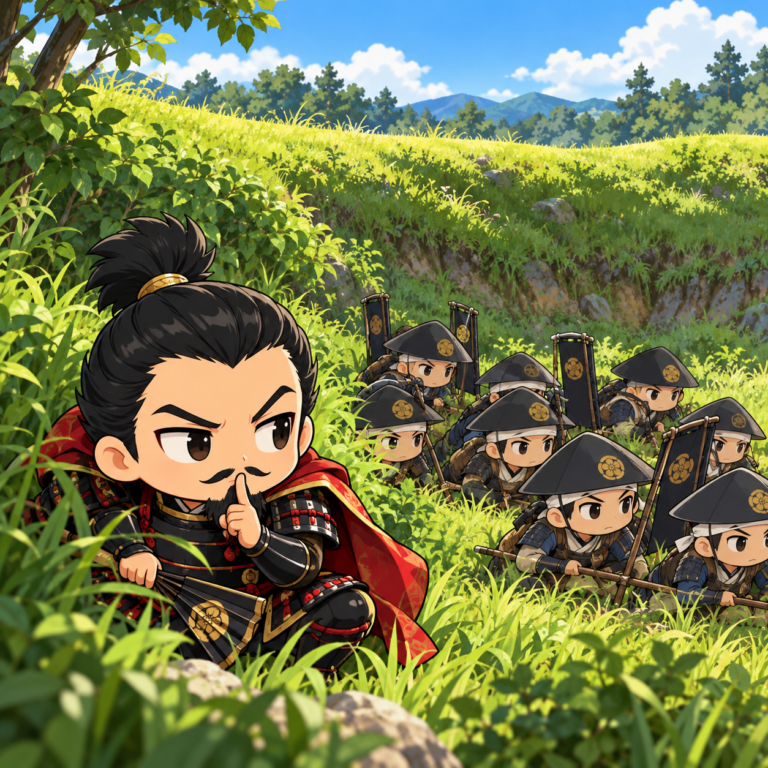 窪地に隠された3万の兵のイラスト