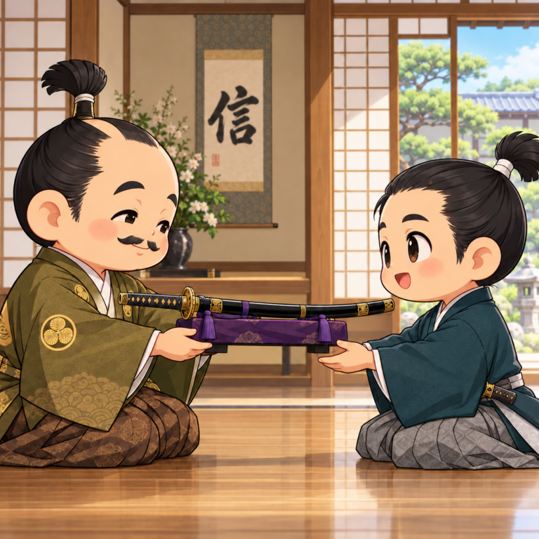 奥平貞昌がもらった名と名刀のイラスト