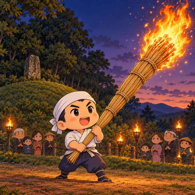 蜂から始まった火祭りのイラスト
