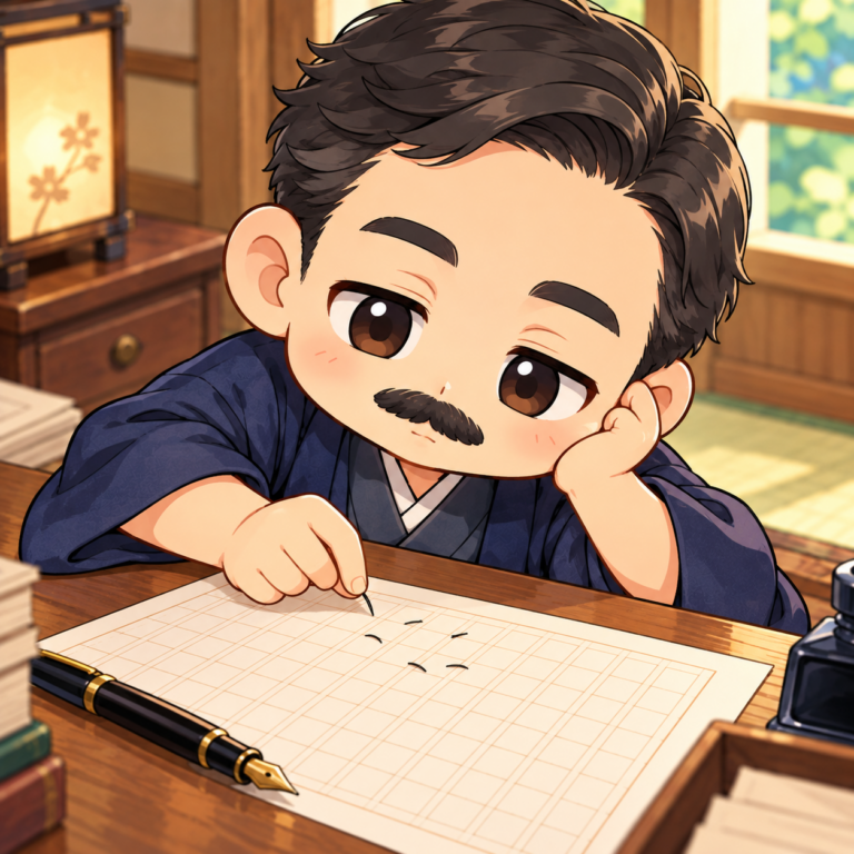 鼻毛を原稿用紙に植えたのイラスト