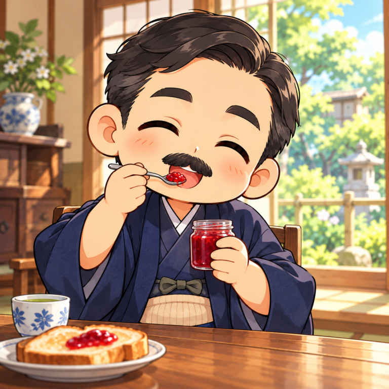 胃が弱いのに大の甘党のイラスト