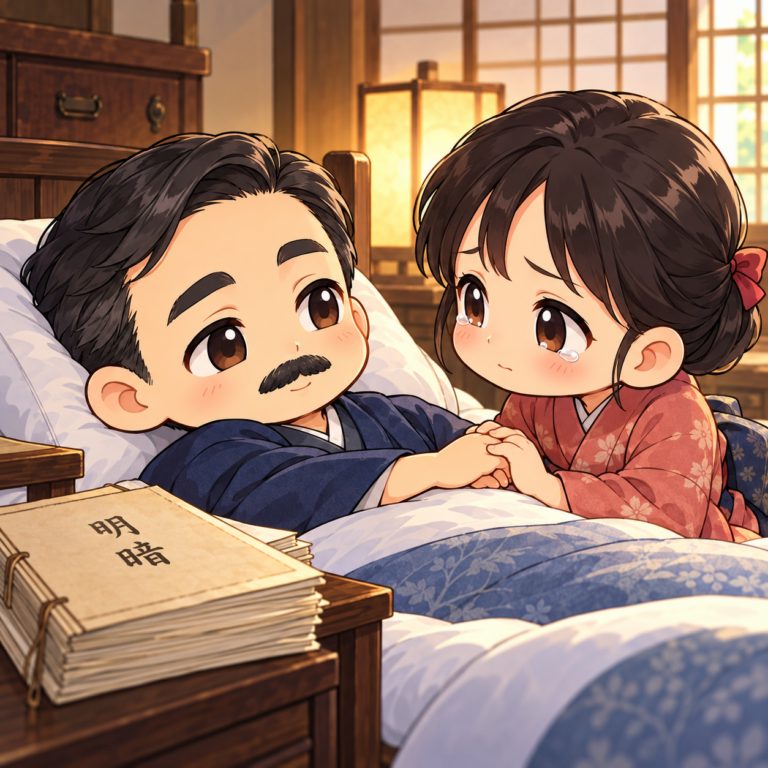 最期の言葉と残された脳のイラスト