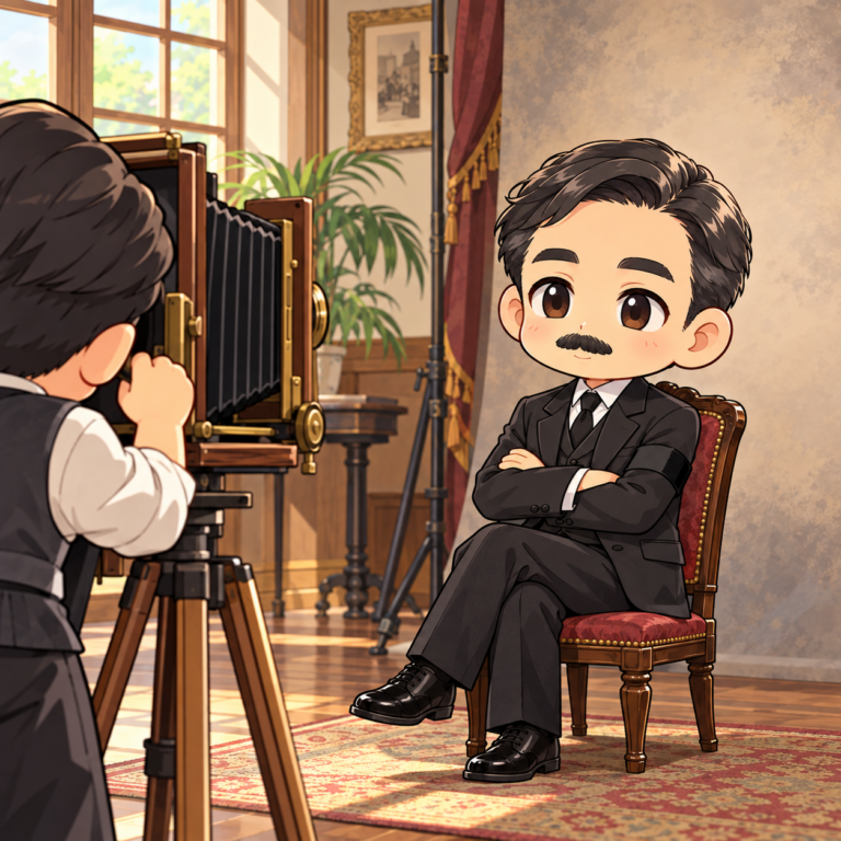千円札の写真は喪章姿のイラスト