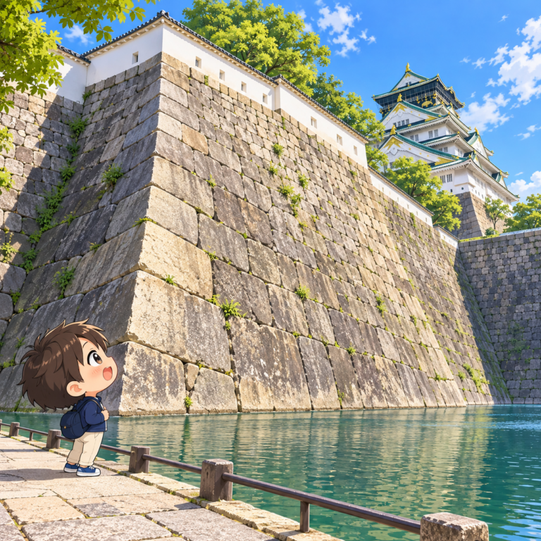 日本一ともいわれる高石垣のイラスト