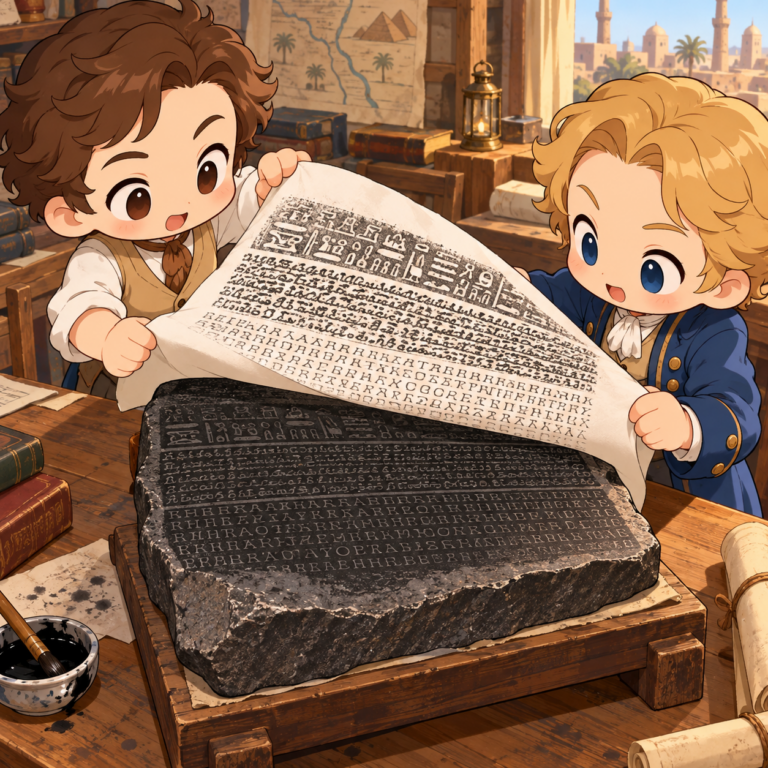 石を版にして刷った写しのイラスト