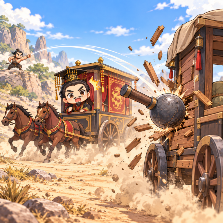 鉄の槌が当たったのはお供の車のイラスト