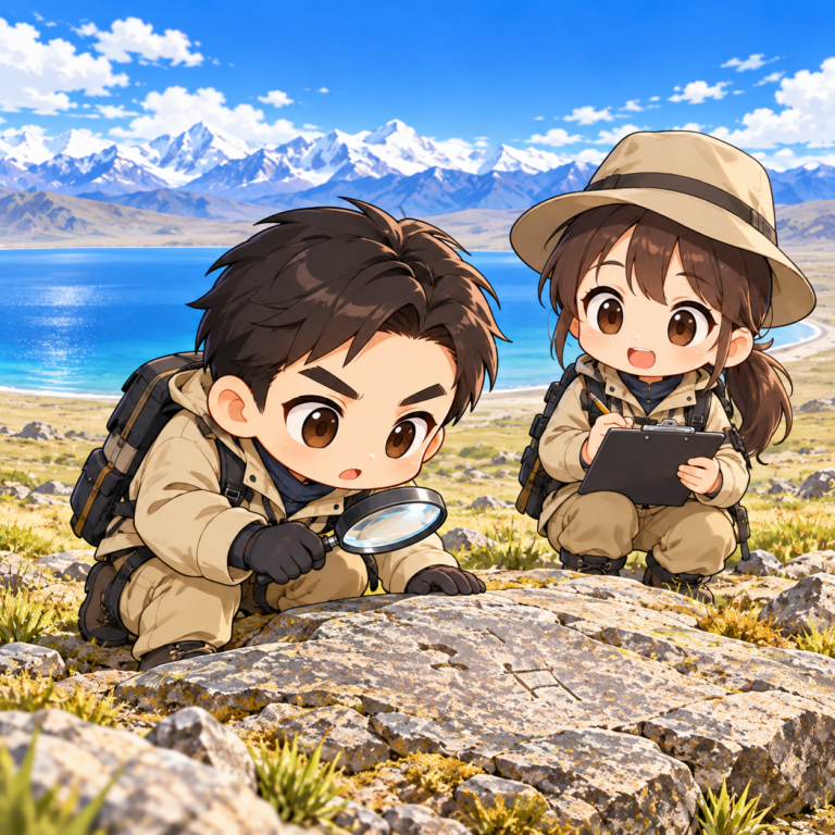 標高4306mの高原に残る石刻のイラスト