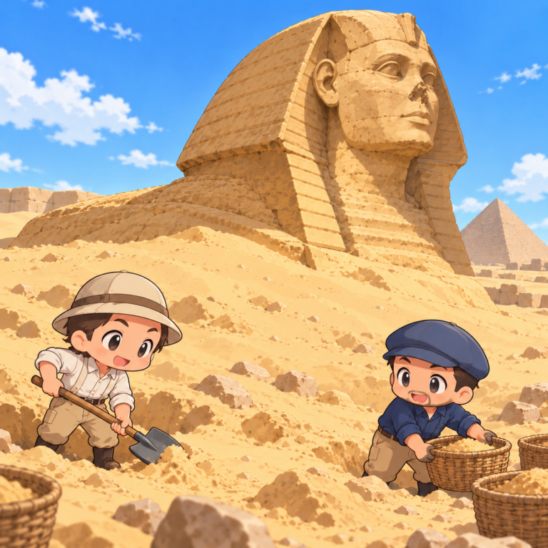 長く砂に埋もれていた体のイラスト