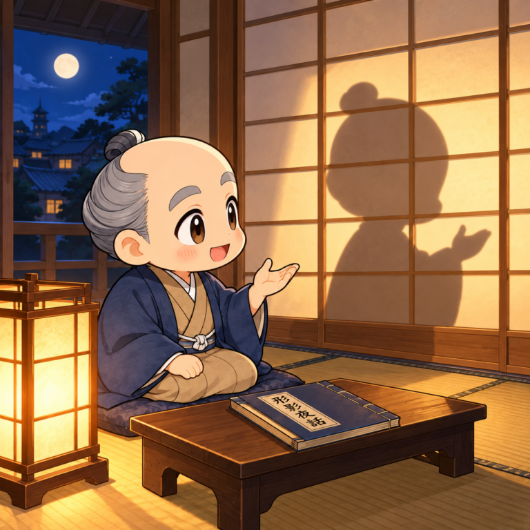 自分の影と語り合う医学書のイラスト
