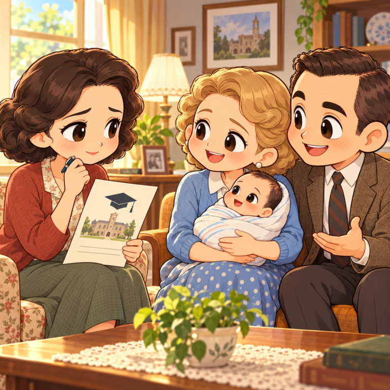 大学進学が養子の条件のイラスト