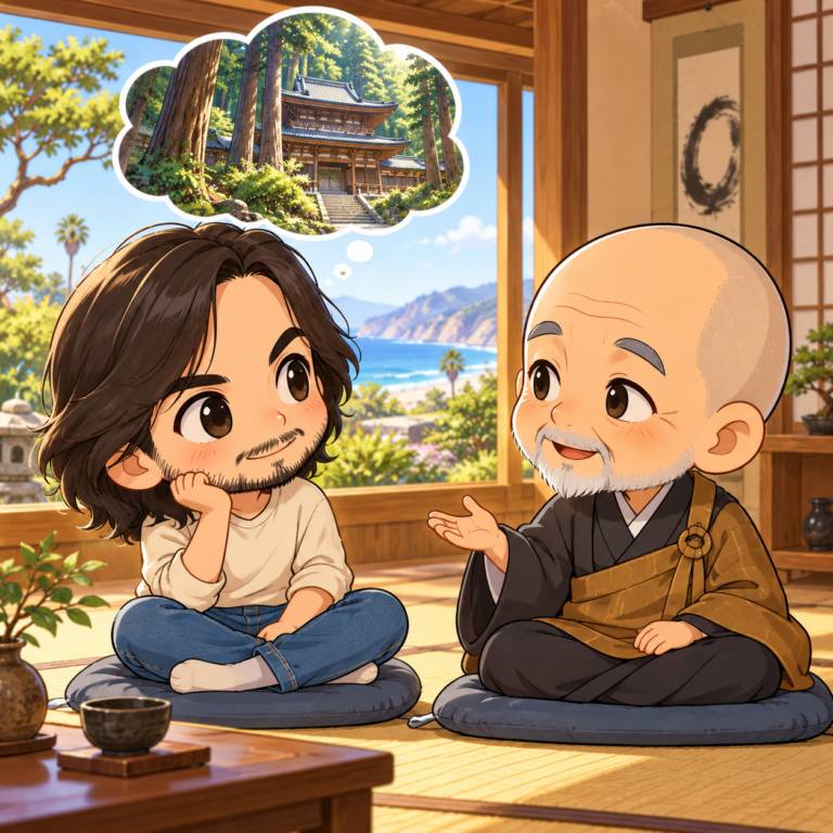 永平寺での修行も考えたのイラスト