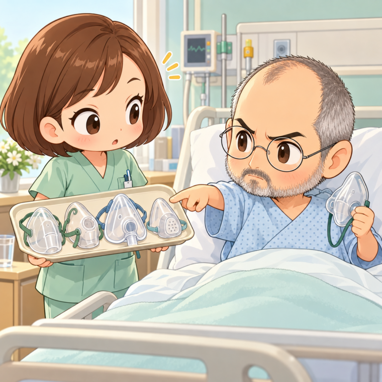 酸素マスクにもダメ出しのイラスト