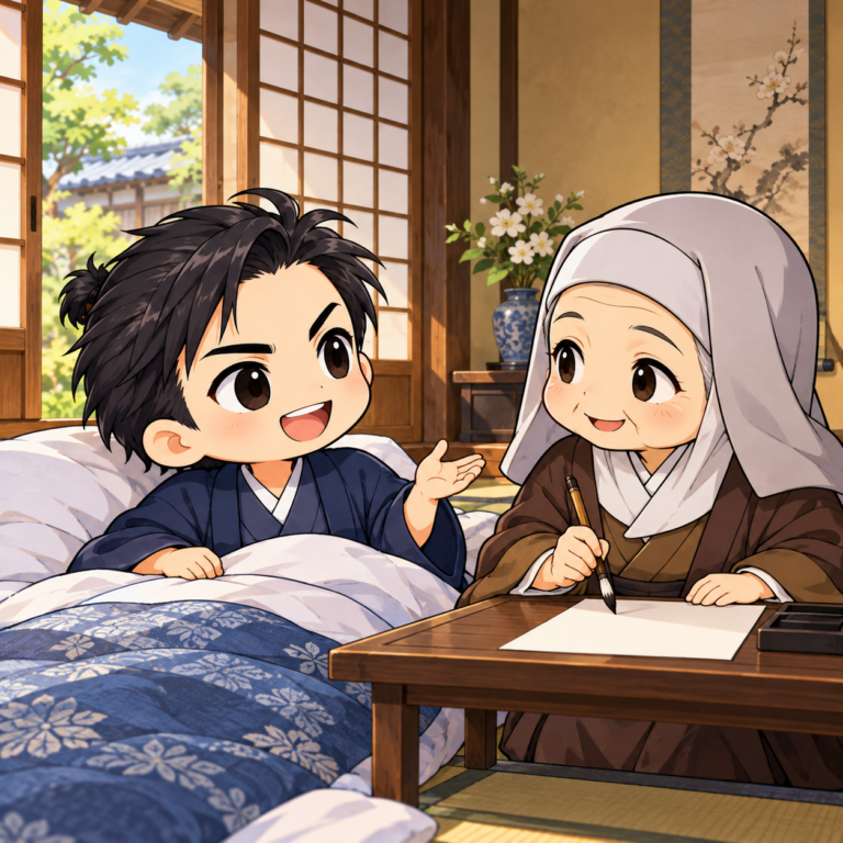 下の句を付けたのは望東尼のイラスト