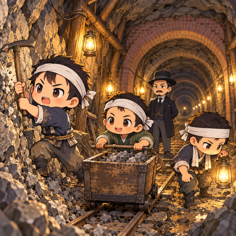 日本人だけで掘ったトンネルのイラスト