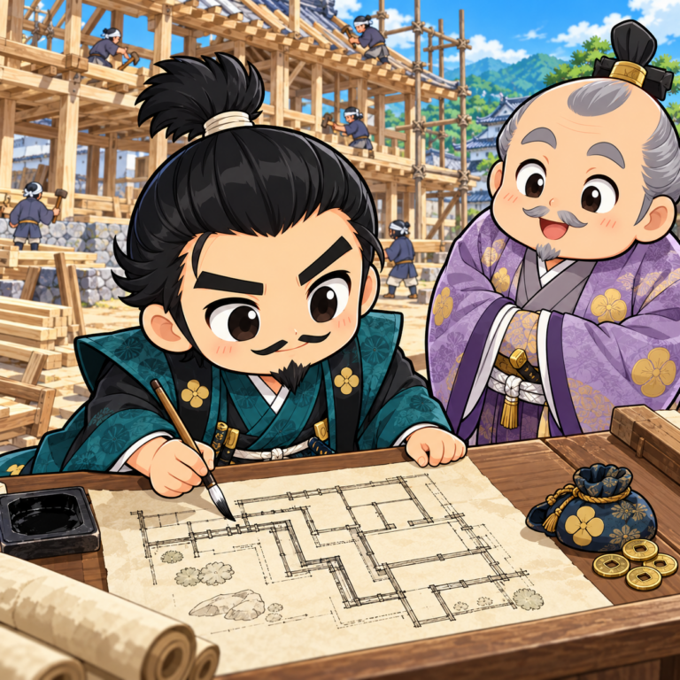 家康の屋敷を勝手に設計変更のイラスト